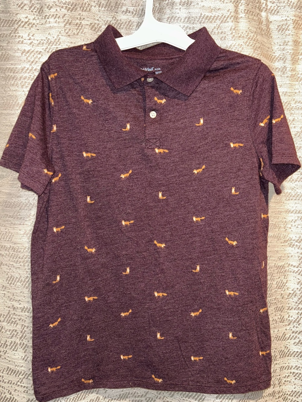 Cat & Jack Maroon Sz Youth XL Polo with Fox